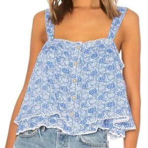 Free People Sweet Caroline Blue White Tank Top